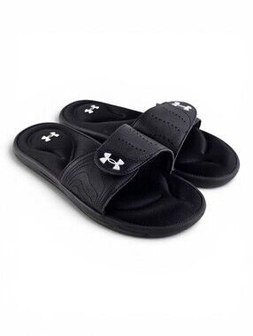 Under Armour Women's Ignite IX Black Adjustable Strap Foam Slide Sandals 9
